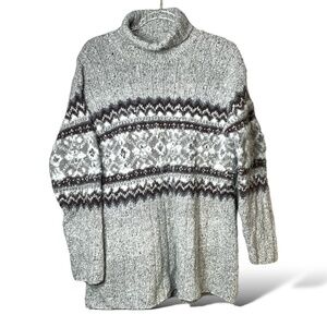 JONES NEW YORK Hand Knit Wool / Silk / Mohair Blend Fair Isle Nordic Sweater S